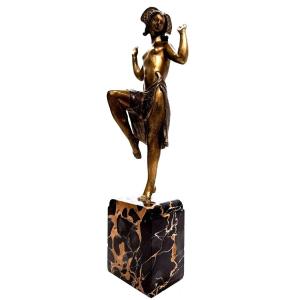 Charlotte Monginot Danseuse En Bronze Art Déco 1930 Sur Socle En Marbre  Portor  