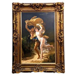 Huile Sur Toile Copie De l'Orage De Pierre Auguste Cot  Dans Un Très Joli Cadre à Oreilles