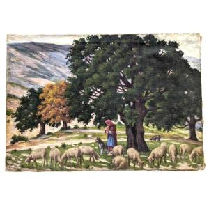 Oil On Canvas Pastoral Scene Provençal School Rémy Mayan (1877-1961)