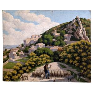 Oil On Canvas Pastoral Scene Provençal School Rémy Mayan (1877-1961)