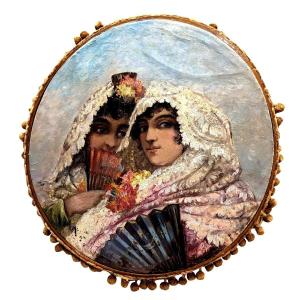 Tambourin  Aux élégantes Espagnoles époque XIXème  