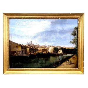 Landscape Of The Cathedral Of Béziers Oil On Canvas