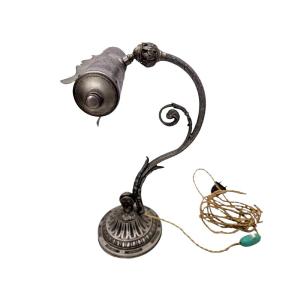 Articulated Desk Lamp In Silver-plated Bronze, 1900s  