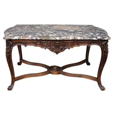 Beautiful Game Table Louis XV Style Marble Breccia