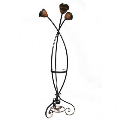 Wrought Iron Lamp Base With 3 Tulips 40s