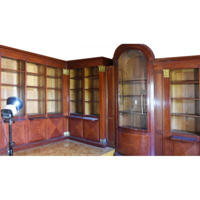 Spectacular Library In Mahogany Empire Style Late Nineteenth