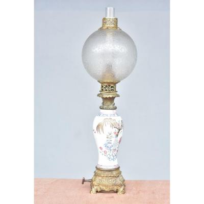 19th Century Carcel Oil Lamp On Canton Vase