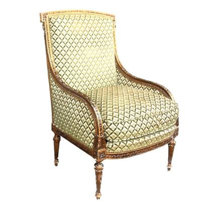 Fauteuil Bergère De Style Louis XVI Dorée Fin XIXème