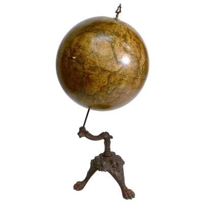 Terrestrial Globe Girard And Box Base Cast Iron Nineteenth