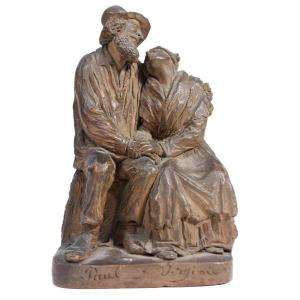 Terracotta Sculpture Representative Paul And Virginia Nineteenth