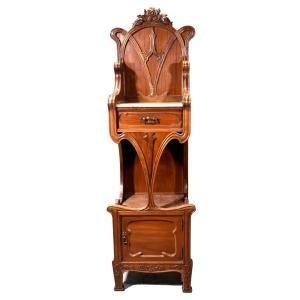 Spectacular Nightstand In Walnut 1900 Art Nouveau Period