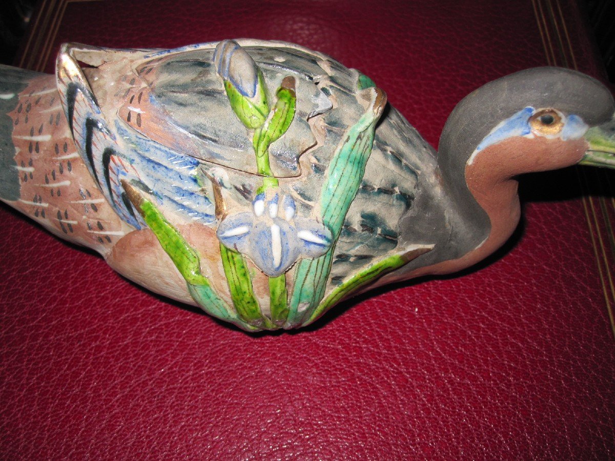 Small Glazed Stoneware Teapot In The Shape Of A Duck.-photo-6