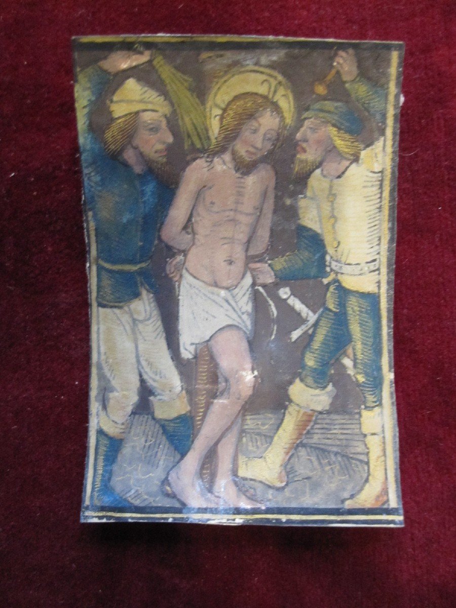 Flagellation Of Christ. Miniature On Parchment From The 15th Century-photo-2