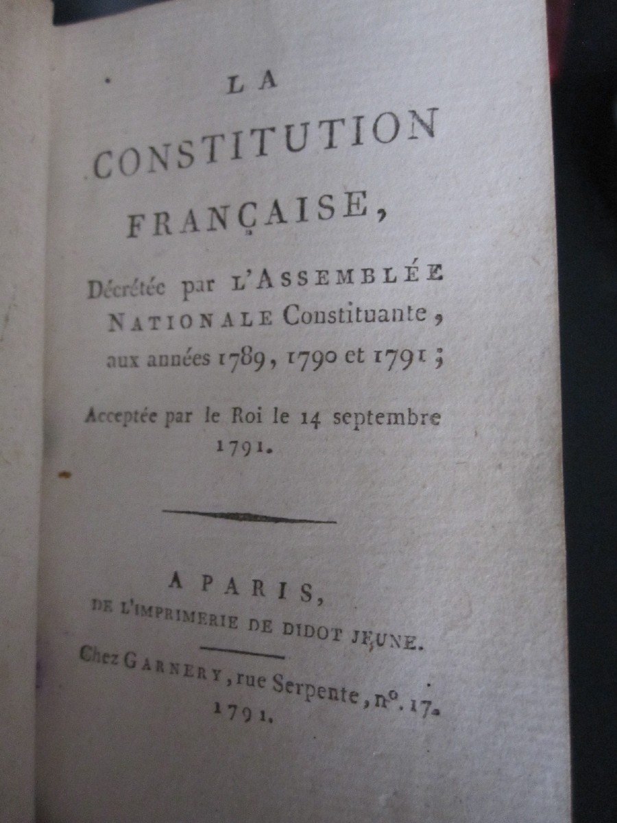 Première Constitution Française. 1791 Avec La Déclaration Des Droits De l'Homme, -photo-3