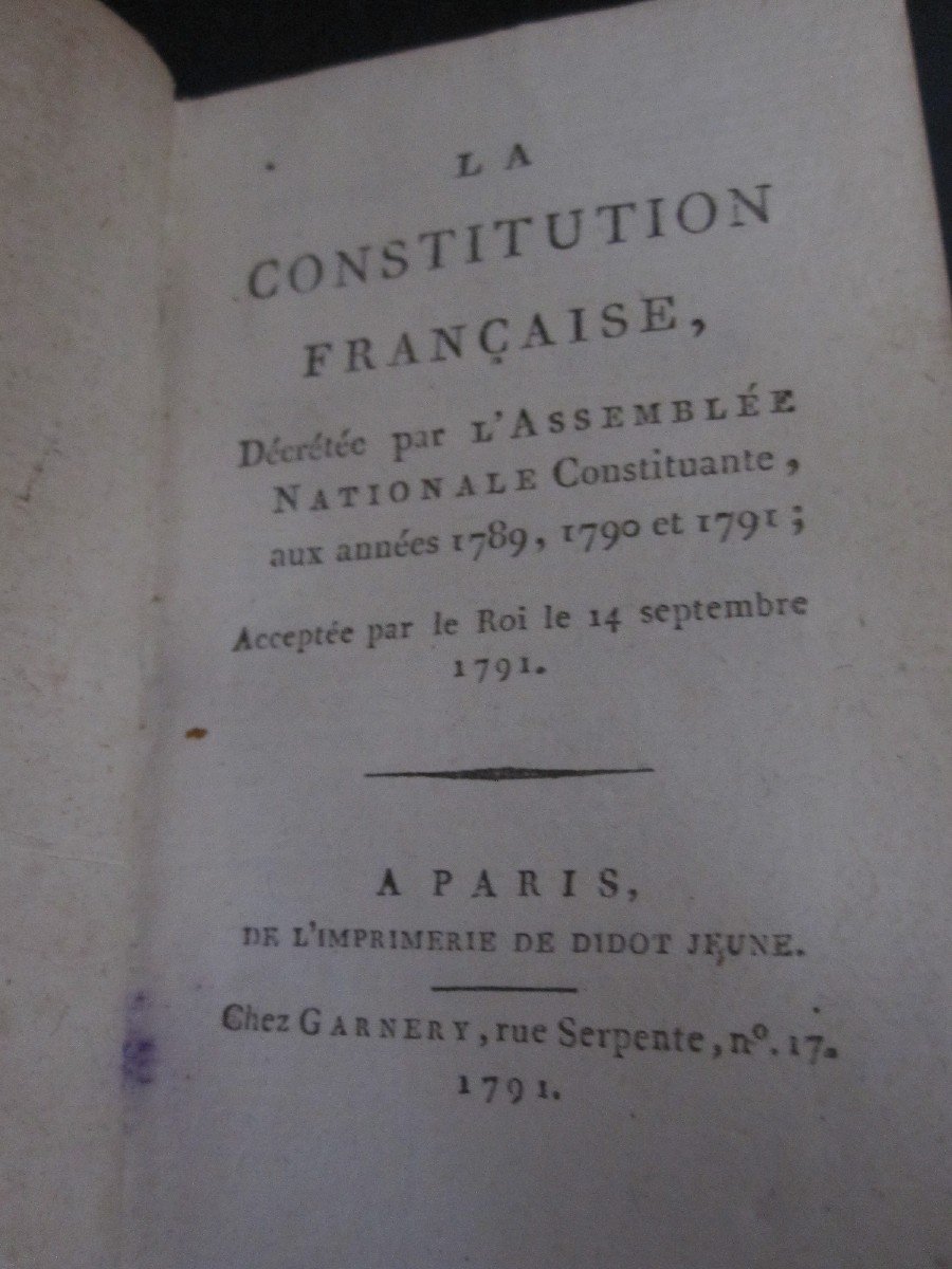 Première Constitution Française. 1791 Avec La Déclaration Des Droits De l'Homme, -photo-8