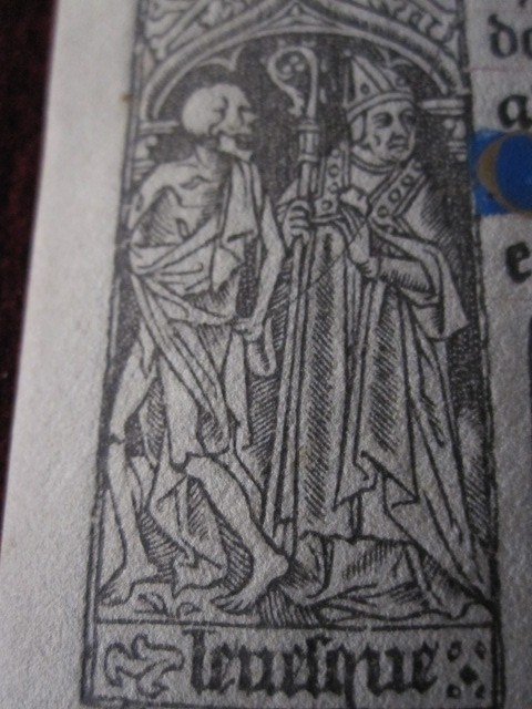 Leaf From A Book Of Hours. Around 1500. Danse Macabre Engravings On Parchment-photo-6