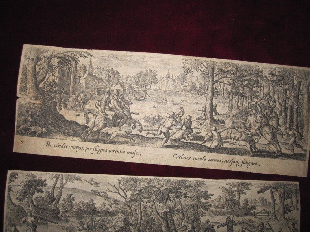 Three Engravings Of 17th Century Hunting Scenes-photo-3