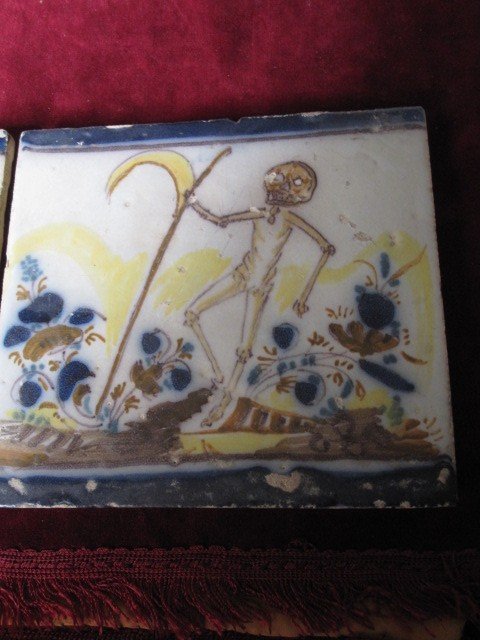 Memento Mori. Rare 18th Century Sevillian Azulejos-photo-4