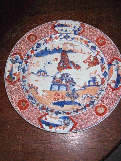 Grande Assiette Chinoise d'époque Quianlong à Décor Imari. 18ème Siècle-photo-2