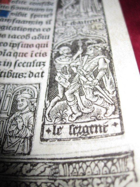 Feuille Parchemin  d'Un Livre d'Heures   Ad Usum Parisiensis: Danse De La Mort. Fin Du S. XV -photo-1