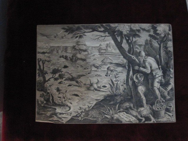 Stradanus: Hunting Scenes Engraved On Copper By Galle And Collaert, 17th Century-photo-2