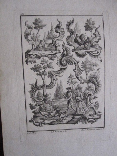 Pair Of Engravings With Pastoral And Rocallas Motifs. Possible Patterns For Upholsterers-photo-3