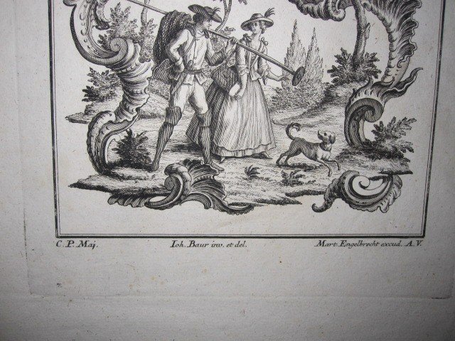 Pair Of Engravings With Pastoral And Rocallas Motifs. Possible Patterns For Upholsterers-photo-4