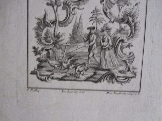 Pair Of Engravings With Pastoral And Rocallas Motifs. Possible Patterns For Upholsterers-photo-2