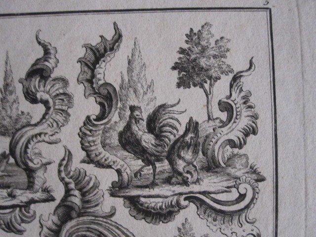 Pair Of Engravings With Pastoral And Rocallas Motifs. Possible Patterns For Upholsterers-photo-4