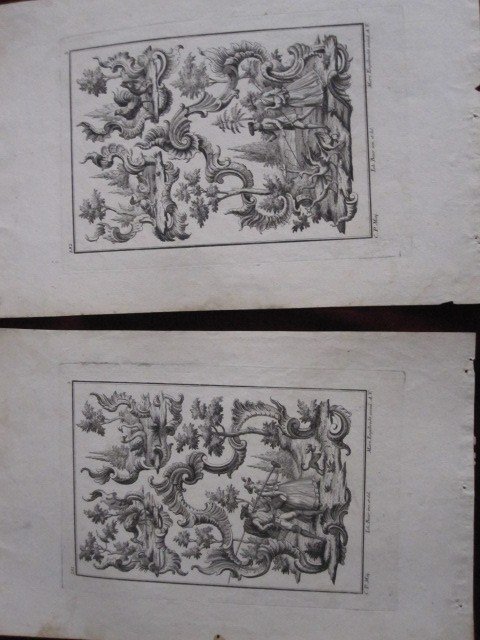 Pair Of Engravings With Pastoral And Rocallas Motifs. Possible Patterns For Upholsterers-photo-5