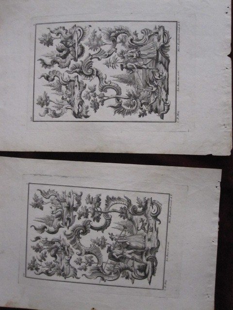 Pair Of Engravings With Pastoral And Rocallas Motifs. Possible Patterns For Upholsterers-photo-6