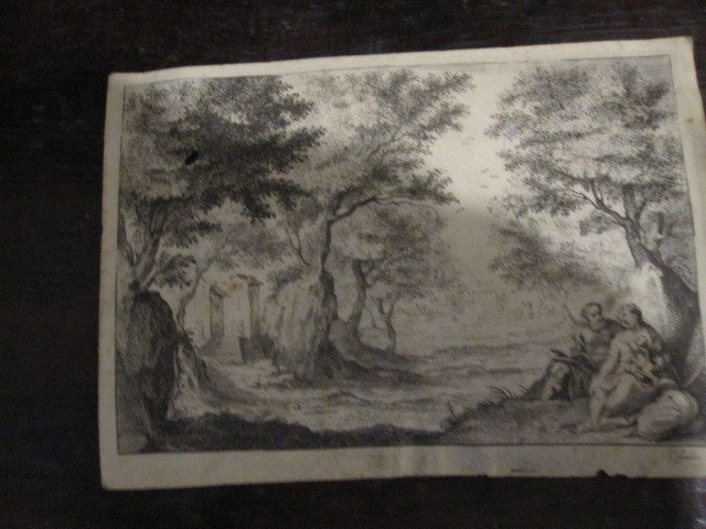 Rest During The Flight To Egypt. Engraving On Parchment. Signed Gallé-photo-2