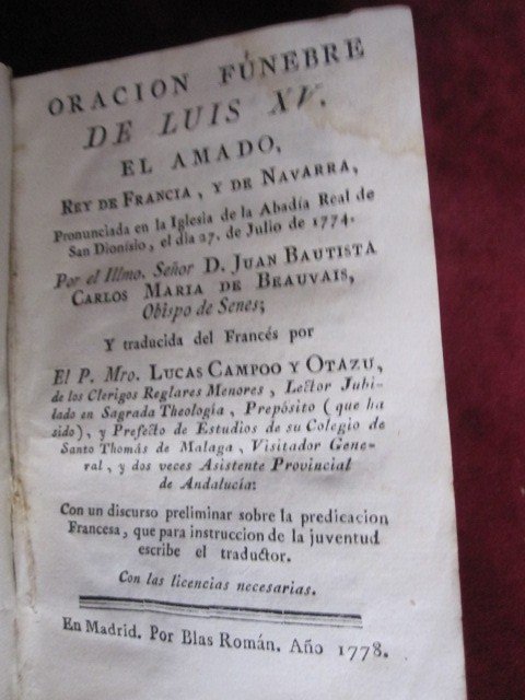 Funeral Oration Of Louis XV. The Beloved King Of France. Madrid: 1778. In Spanish-photo-4