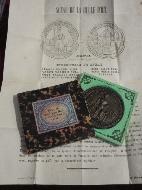 Seal Of The Golden Bull. 19th Century Reproduction With Original Case And Explanatory Document-photo-4