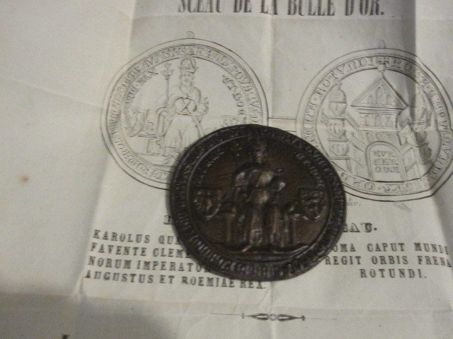 Seal Of The Golden Bull. 19th Century Reproduction With Original Case And Explanatory Document-photo-6