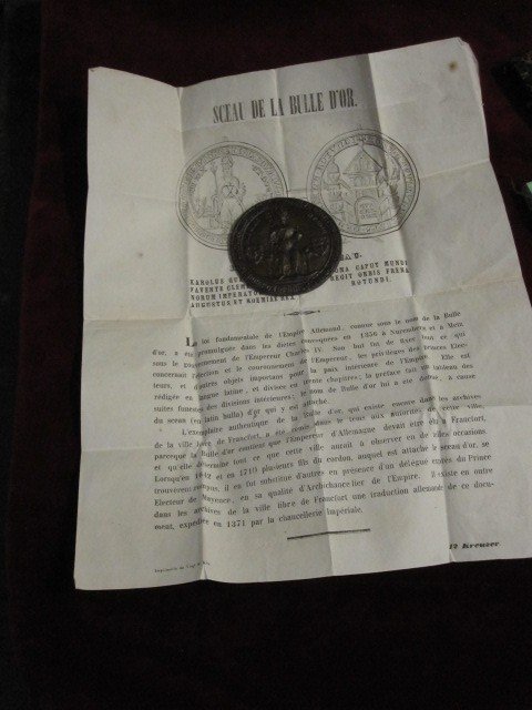 Seal Of The Golden Bull. 19th Century Reproduction With Original Case And Explanatory Document-photo-7