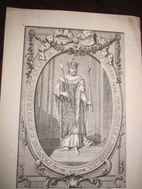 Francis I. King Of France. Copper Engraving Signed Martinet. 18th Century-photo-4