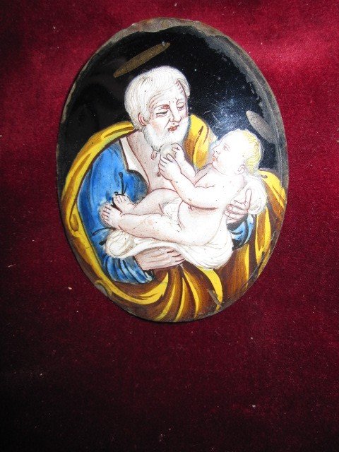 Saint Joseph Avec l'Enfant. Email De Limoges XVIIème-photo-1