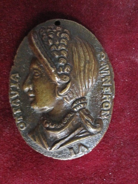 Octavia, Wife Of Nero. Sixteenth Century Bronze Uniface Medal-photo-2