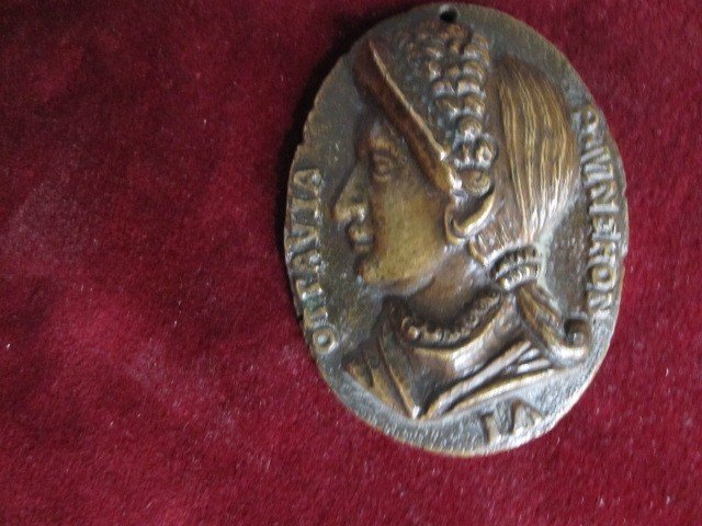 Octavia, Wife Of Nero. Sixteenth Century Bronze Uniface Medal-photo-7