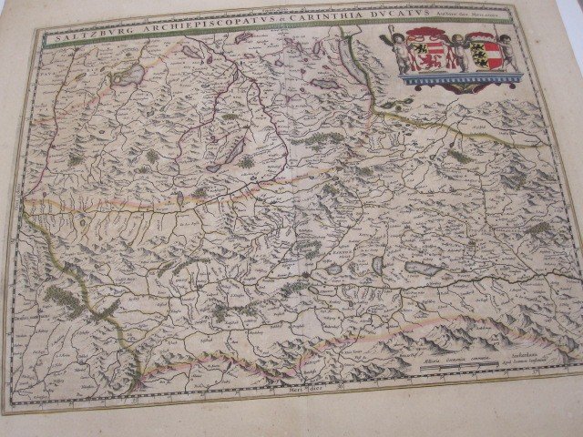 Archdiocese Of Salzburg And Duchy Of Carinthia. Map Of Jansonius. Amsterdam 17th Century