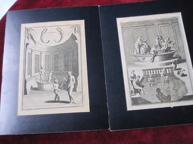 Ancient Roman Baths. 2 Copper Engravings From The 17th Century