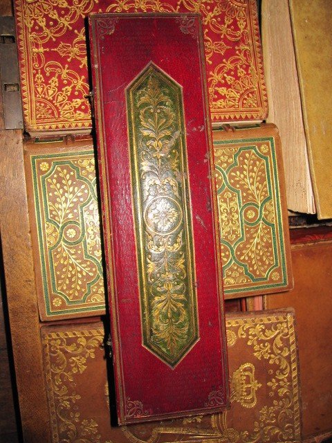 Case Made In Moroccan Leather Mosaic. Magnificent Bookbinder Work From The Beginning Of The 19th Century-photo-4