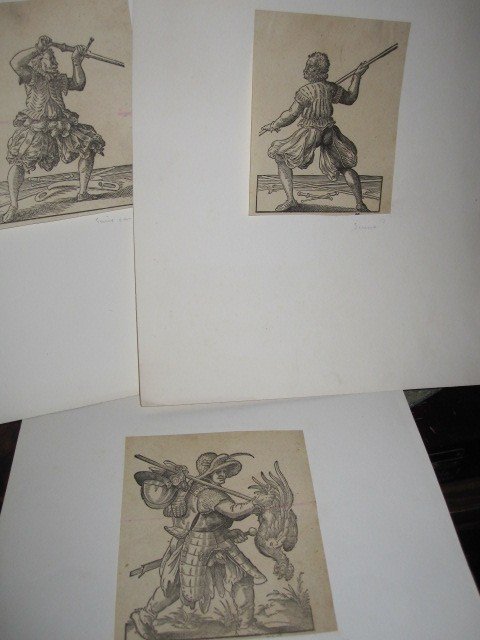 Soldiers. Three Xylographic Engravings From The Sixteenth Century-photo-1
