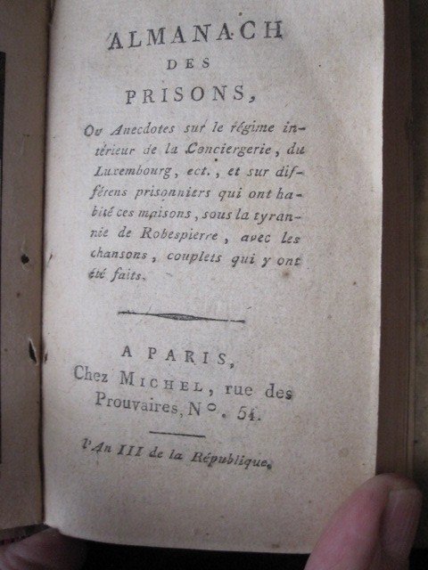 Prison Almanac. Year III Of The Republic (1795) Calendar Of The Imprisoned Royalists-photo-3