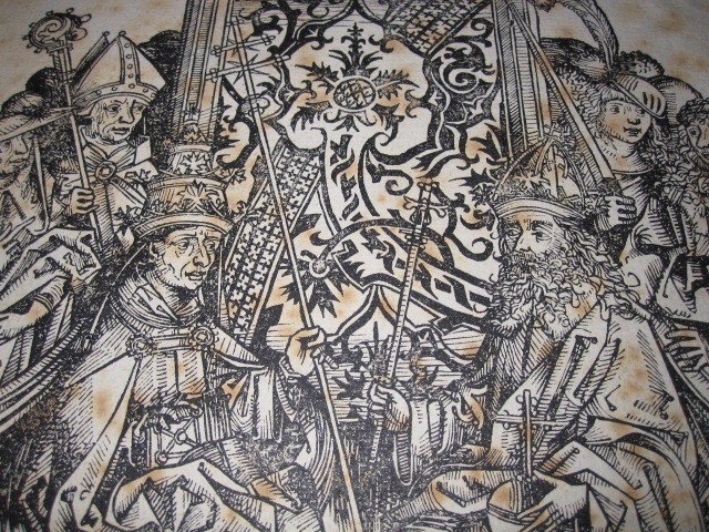 Pope Pius II And Emperor Frederick III. Incunabula Engraving From The Chronicle Of Nuremberg. 1493-photo-1