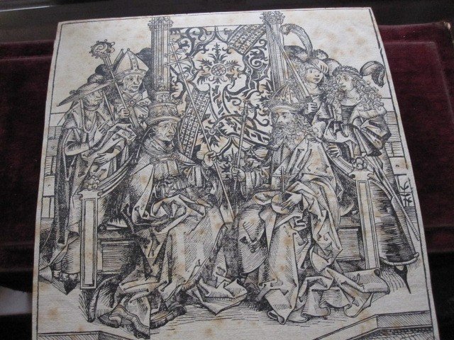 Pope Pius II And Emperor Frederick III. Incunabula Engraving From The Chronicle Of Nuremberg. 1493