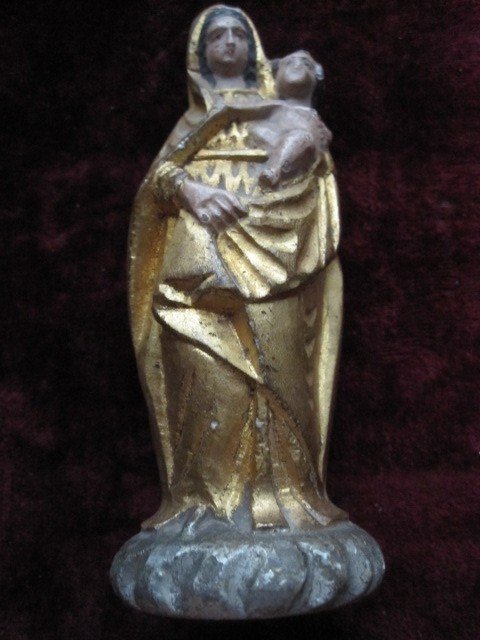 Small Virgin And Child In Polychrome Marble Or Alabaster. Century XVIII-photo-6