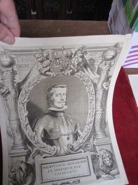 Philippe Iv. Roi d'Espagne Et Des Indes. Gravure Sur Cuivre De S. XVII.-photo-4