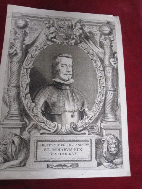 Philip Iv. King Of Spain And The Indies. Copper Engraving From S. XVII.-photo-7